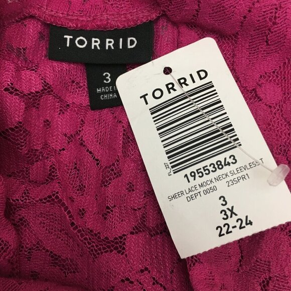 NEW Torrid Women's Pink Lace Top Mock Neck Sleeveless Sheer Blouse size 3X - Picture 4 of 9